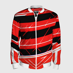 Мужской бомбер Чёрно-белые полосы на красном фоне