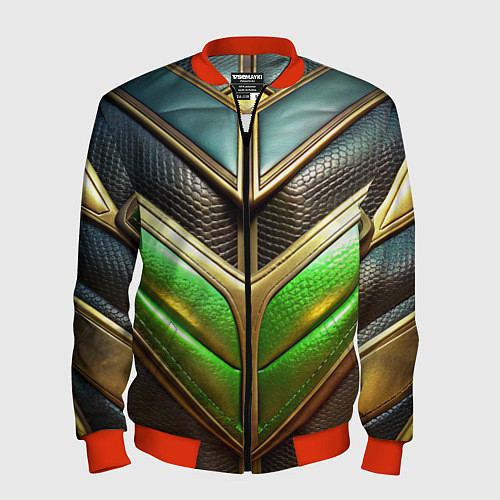 Мужской бомбер Футуристичная объемная текстура из кожи / 3D-Красный – фото 1