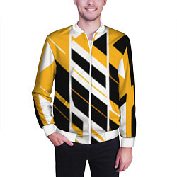 Бомбер мужской Black and yellow stripes on a white background, цвет: 3D-белый — фото 2