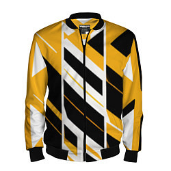 Мужской бомбер Black and yellow stripes on a white background