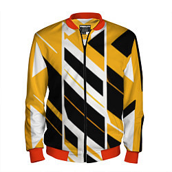 Мужской бомбер Black and yellow stripes on a white background