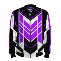 Бомбер мужской Purple and black stripes on a white background, цвет: 3D-черный