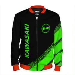 Бомбер мужской Kawasaki - logo, цвет: 3D-красный