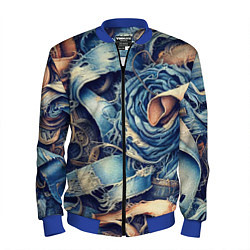 Бомбер мужской Джинсовая рванина - модный тренд, цвет: 3D-синий