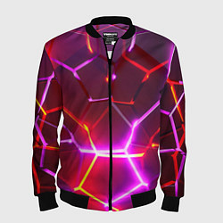 Бомбер мужской Красные плиты с фиолетовым свечением, цвет: 3D-черный