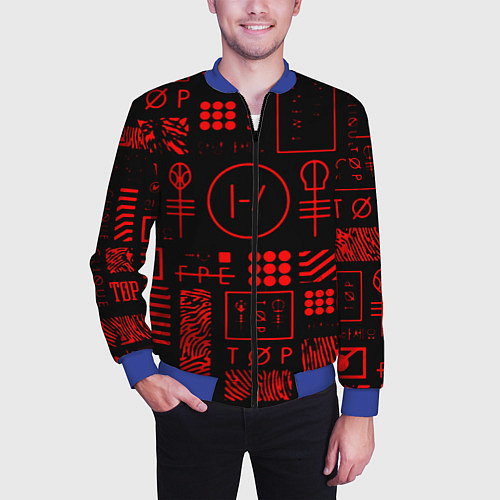 Мужской бомбер Twenty one pilots pattern rock / 3D-Синий – фото 3
