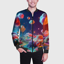 Бомбер мужской Planet chupa chups - neon glow, цвет: 3D-черный — фото 2