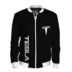 Бомбер мужской Tesla logo white, цвет: 3D-белый