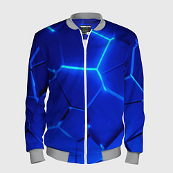 Бомбер мужской Яркие синие неоновые плиты в разломе, цвет: 3D-меланж