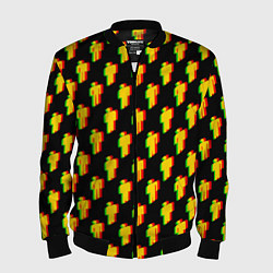 Бомбер мужской Billie Eilish glitch pattern, цвет: 3D-черный