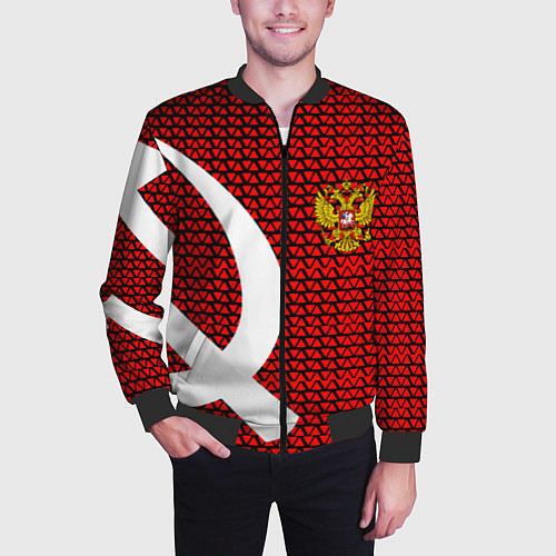 Мужской бомбер РФ стиль СССР / 3D-Черный – фото 3