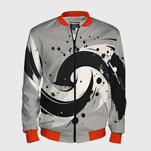 Мужской бомбер Инь-янь абстракция - нейроарт / 3D-Красный – фото 1