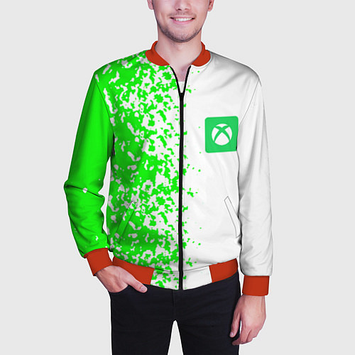 Мужской бомбер Xbox кислотные зеленые краски / 3D-Красный – фото 3