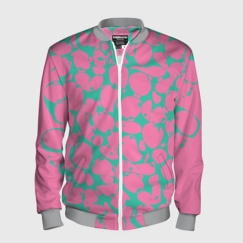Мужской бомбер Бирюзовая паутина на розовом / 3D-Меланж – фото 1