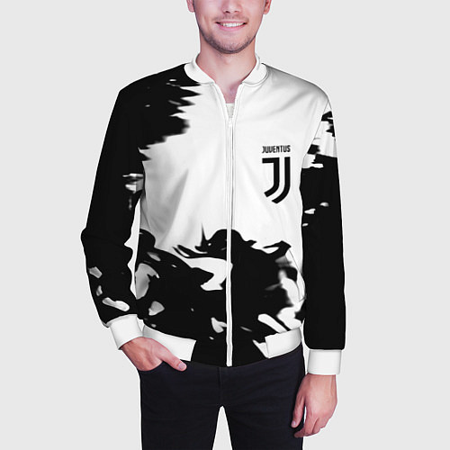 Мужской бомбер Juventus smoke black fire / 3D-Белый – фото 3