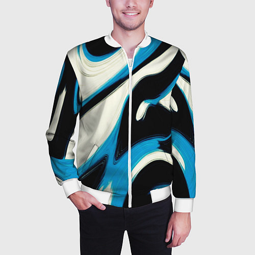 Мужской бомбер Современное искусство абстракции / 3D-Белый – фото 3