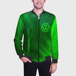 Бомбер мужской Volkswagen - green gradient вертикально, цвет: 3D-черный — фото 2