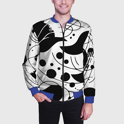 Мужской бомбер Fashion abstraction - ai art fantasy / 3D-Синий – фото 3