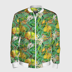 Бомбер мужской Груши и птицы, цвет: 3D-белый