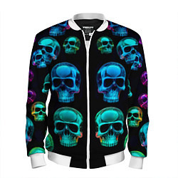 Мужской бомбер Neon skulls - ai art pattern