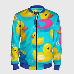 Бомбер мужской Плавающие уточки, цвет: 3D-синий