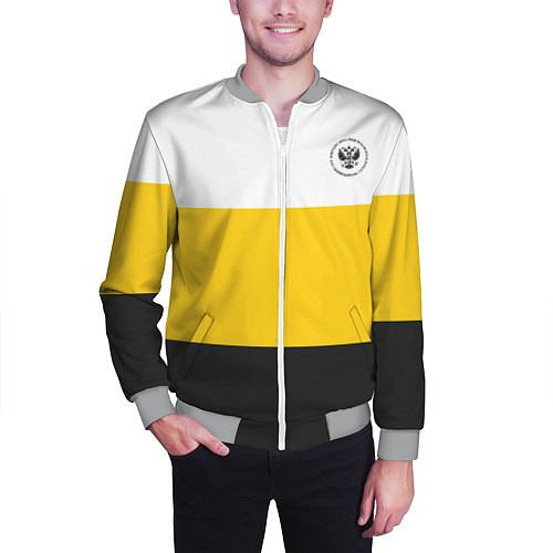 Мужской бомбер Сокрушу пред ним врагов его герб черный / 3D-Меланж – фото 3