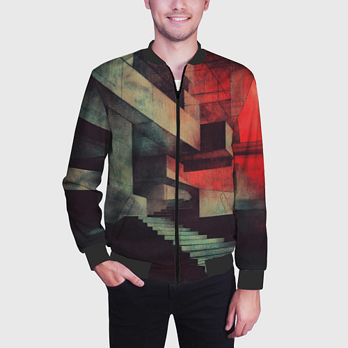 Мужской бомбер Бетонный брутализм / 3D-Черный – фото 3