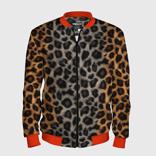 Мужской бомбер Шерстка леопарда / 3D-Красный – фото 1