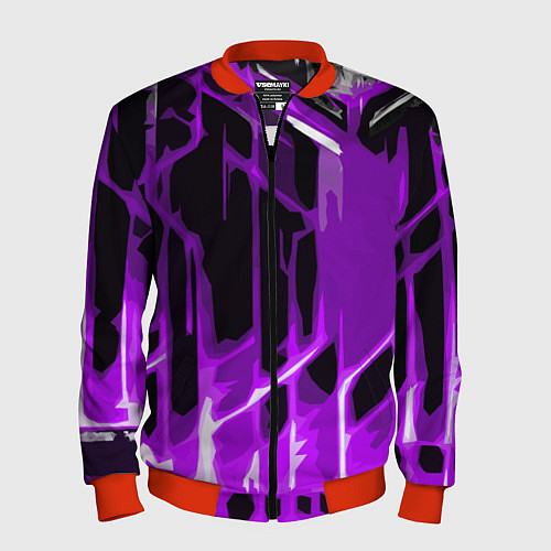 Мужской бомбер Abstract purple stripes on a black background / 3D-Красный – фото 1
