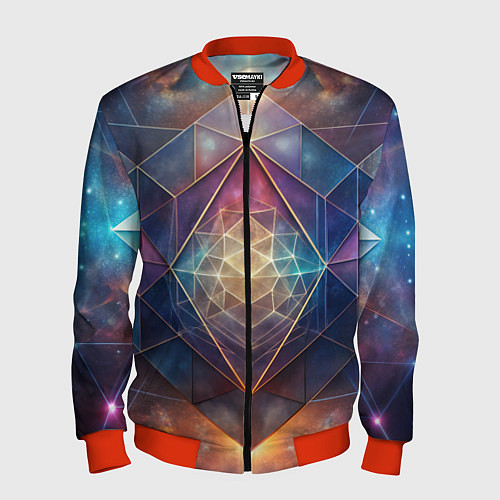 Мужской бомбер Космическая геометрическая абстракция / 3D-Красный – фото 1