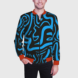 Бомбер мужской Хаотичные синие полосы, цвет: 3D-красный — фото 2