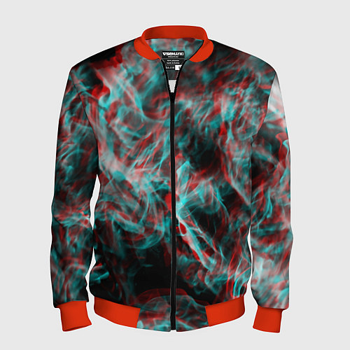 Мужской бомбер Дым из вейпа глитч / 3D-Красный – фото 1