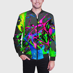 Бомбер мужской Неоновые краски всплеск, цвет: 3D-черный — фото 2