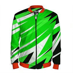 Мужской бомбер Geometry stripes green