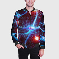 Бомбер мужской Нейронная сеть - аксоны, цвет: 3D-черный — фото 2