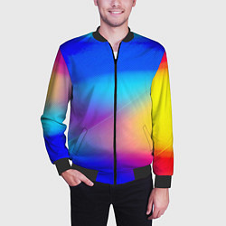 Бомбер мужской Линии геометрии градиент, цвет: 3D-черный — фото 2