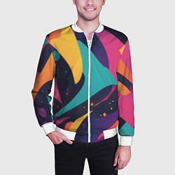 Бомбер мужской Космос яркая абстракция, цвет: 3D-белый — фото 2