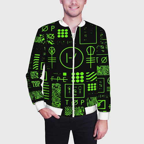 Мужской бомбер Twenty one pilots neon / 3D-Белый – фото 3