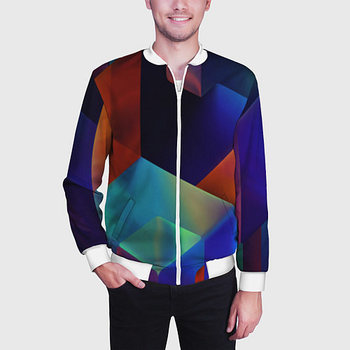 Мужской бомбер Геометрия мозаика / 3D-Белый – фото 3