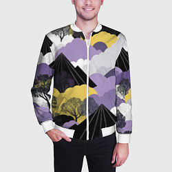 Бомбер мужской Япония горы, цвет: 3D-белый — фото 2