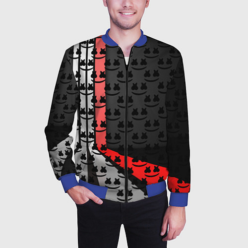 Мужской бомбер Marshmello pattern / 3D-Синий – фото 3