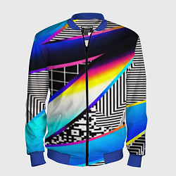 Бомбер мужской Neon stripes geometry, цвет: 3D-синий