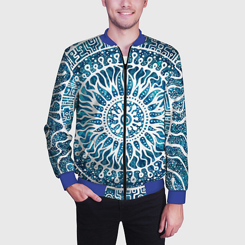 Мужской бомбер Зимний шаманский бубен / 3D-Синий – фото 3