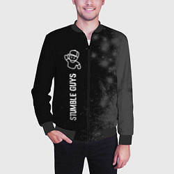 Бомбер мужской Stumble Guys glitch на темном фоне по-вертикали, цвет: 3D-черный — фото 2