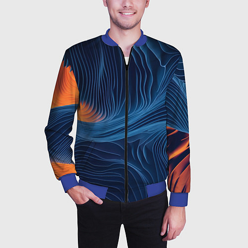 Мужской бомбер Абстрактная иллюзия / 3D-Синий – фото 3