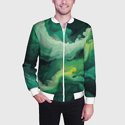 Бомбер мужской Изумрудные волны, цвет: 3D-белый — фото 2