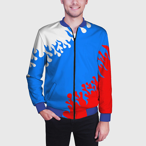 Мужской бомбер Российская федерация - флаг / 3D-Синий – фото 3