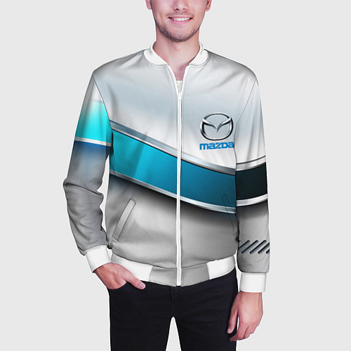 Мужской бомбер Mazda geometry auto / 3D-Белый – фото 3