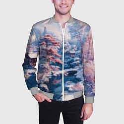 Бомбер мужской Японская зима в сельской местности, цвет: 3D-меланж — фото 2