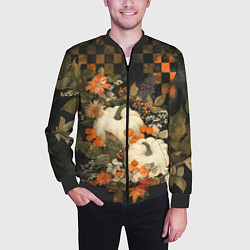 Бомбер мужской Бледные тыквы, цвет: 3D-черный — фото 2